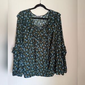Sonoma Green Floral Blouse Size 2X